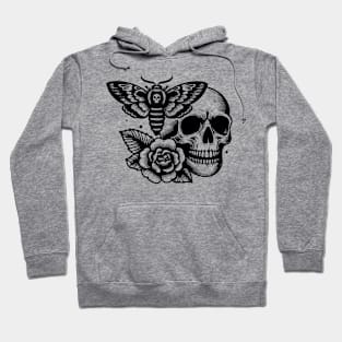 skull moth and rose Hoodie